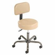 Anti Microbial Vinyl Medical Stool - With Backrest - Beige