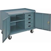 Global Industrial Mobile Drawer Workbench Cabinet w/ Steel Square Edge Top, 48"W x 26"D, Gray