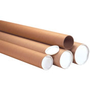 Heavy-Duty Mailing Tubes with Caps, 0.125" Thick, 3" x 56", Kraft, P3056KHD