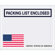4-1/2"x5-1/2" USA w/Flag Ribbon Packing List Enclosed, Panel Face, 1000 Pack