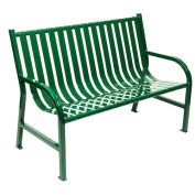 Slatted Metal Bench, Green, 4'L