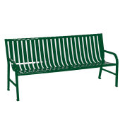 Slatted Metal Bench, Green, 6'L