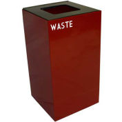 Witt Industries 28GC03-SC Steel Recycling Container with Waste Disposal Opening, 28 Gallon Cap, Red