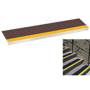 Grit Surface Aluminum Stair Tread  Glued Down 9"D 30"W, Yellowbrown