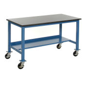 Mobile Production Workbench, Phenolic Resin Safety Edge, 72"W x 30"D, Blue