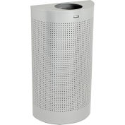 12 Gallon Silhouette Half Round Open Top Receptacle w/Liner, Silver Metallic