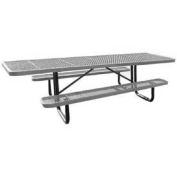 96" ADA Picnic Table, Perforated Metal, Surface Mount, Gray