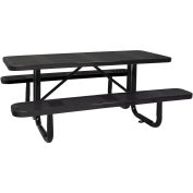 96" ADA Picnic Table, Perforated Metal, Surface Mount, Black