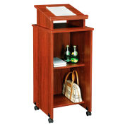 Global Industrial Mobile Lectern, Mahogany, 18"W x 18"D x 44"H