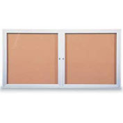 United Visual Products Two-Door Outdoor Corkboard - 60"W x 36"