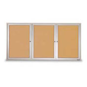 United Visual Products Three-Door Outdoor Corkboard - 72"W x 48"