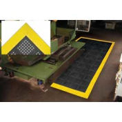 Diamond Flex-Lok Anti-Fatigue Drainage Mat, 4 Sides Black w/Yellow Boarders, 36" x 120"