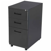 3 Drawer Pedestal File Cabinet, Black
