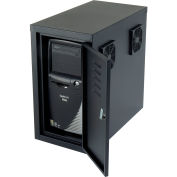 Global Industrial Orbit CPU Computer Enclosure Cabinet Front/Rear Doors 2 Exhaust Fans, Black
