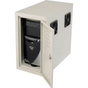 Global Industrial Orbit CPU Computer Enclosure Cabinet Front/Rear Doors 2 Exhaust Fans, Beige