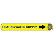 Pipe Marker - Precoiled and Strap-on - Heating Water Supply, Yellow, For Pipe 2-1/2" - 3-1/4",12"W