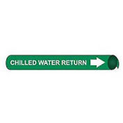 Pipe Marker - Precoiled and Strap-on - Chilled Water Return, Green, For Pipe 3/4" - 1",8"W