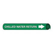 Pipe Marker - Precoiled and Strap-on - Chilled Water Return, Green, For Pipe 2-1/2" - 3-1/4",12"W