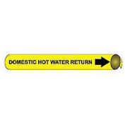 Pipe Marker - Precoiled and Strap-on - Domestic Hot Water Return, YLW, For Pipe 1-1/8" - 2-3/8",8"W