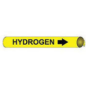 Pipe Marker - Precoiled and Strap-on - Hydrogen, Yellow, For Pipe 1-1/8" - 2-3/8",8"W