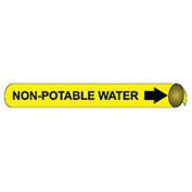 Pipe Marker - Precoiled and Strap-on - Non-Potable Water, Yellow, For Pipe 1-1/8" - 2-3/8",8"W