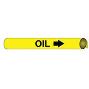 Pipe Marker - Precoiled and Strap-on - Oil, Yellow, For Pipe 1-1/8" - 2-3/8",8"W