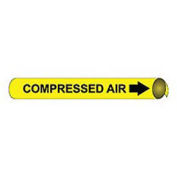 Pipe Marker - Precoiled and Strap-on - Compressed Air, Yellow, For Pipe 3-3/8" - 4-1/2",12"W