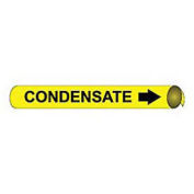 Pipe Marker - Precoiled and Strap-on - Condensate, Yellow, For Pipe 3-3/8" - 4-1/2",12"W