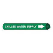 Pipe Marker - Precoiled and Strap-on - Chilled Water Supply, Green, For Pipe 8" - 10",24"W