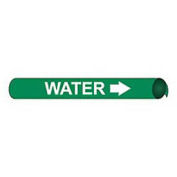 Pipe Marker - Precoiled and Strap-on - Water, Green, For Pipe 2-1/2" - 3-1/4",12"W