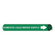 Pipe Marker - Precoiled and Strap-on - Domestic Cold Water Supply, Green, For Pipe 6" - 8",12"W