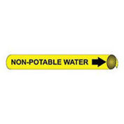 Pipe Marker - Precoiled and Strap-on - Non-Potable Water, Yellow, For Pipe 8" - 10",24"W