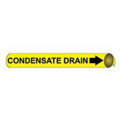 Pipe Marker - Precoiled and Strap-on - Condensate Drain, Yellow, For Pipe 3-3/8" - 4-1/2",12"W