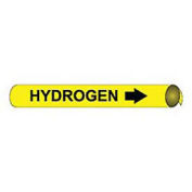 Pipe Marker - Precoiled and Strap-on - Hydrogen, Yellow, For Pipe 6" - 8",12"W