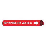 Pipe Marker - Precoiled and Strap-on - Sprinkler Water, Red, For Pipe 6" - 8",12"W