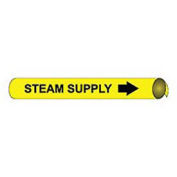 Pipe Marker - Precoiled and Strap-on - Steam Supply, Yellow, For Pipe 6" - 8",12"W
