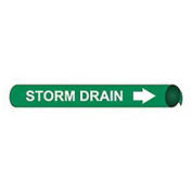Pipe Marker - Precoiled and Strap-on - Storm Drain, Green, For Pipe 6" - 8",12"W