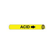 Pipe Marker - Precoiled and Strap-on - Acid, Yellow, For Pipe 4-5/8" - 5-7/8",12"W