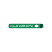 Pipe Marker - Precoiled and Strap-on - Chilled Water Supply, Green, For Pipe 6" - 8",12"W