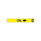 Pipe Marker - Precoiled and Strap-on - Oil, Yellow, For Pipe 4-5/8" - 5-7/8",12"W