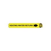 Pipe Marker - Precoiled and Strap-on - Heating Water Return, Yellow, For Pipe 3-3/8" - 4-1/2",12"W