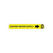 Pipe Marker - Precoiled and Strap-on - Heating Water Supply, Yellow, For Pipe 3-3/8" - 4-1/2",12"W