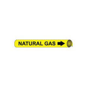 Pipe Marker - Precoiled and Strap-on - Natural Gas, Yellow, For Pipe 2-1/2" - 3-1/4",12"W