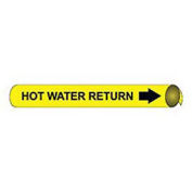 Pipe Marker - Precoiled and Strap-on - Hot Water Return, Yellow, For Pipe 2-1/2" - 3-1/4",12"W