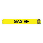 Pipe Marker - Precoiled and Strap-on - Gas, Yellow, For Pipe 6" - 8",12"W