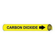 Pipe Marker - Precoiled and Strap-on - Carbon Dioxide, Yellow, For Pipe 3-3/8" - 4-1/2",12"W