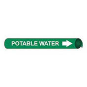 Pipe Marker - Precoiled and Strap-on - Potable Water, Green, For Pipe 8" - 10",24"W