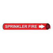 Pipe Marker - Precoiled and Strap-on - Sprinkler Fire, Red, For Pipe 8" - 10",24"W