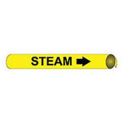 Pipe Marker - Precoiled and Strap-on - Steam, Yellow, For Pipe Over 10",32"W