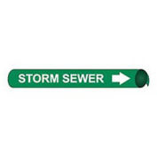 Pipe Marker - Precoiled and Strap-on - Storm Sewer, Green, For Pipe Over 10",32"W